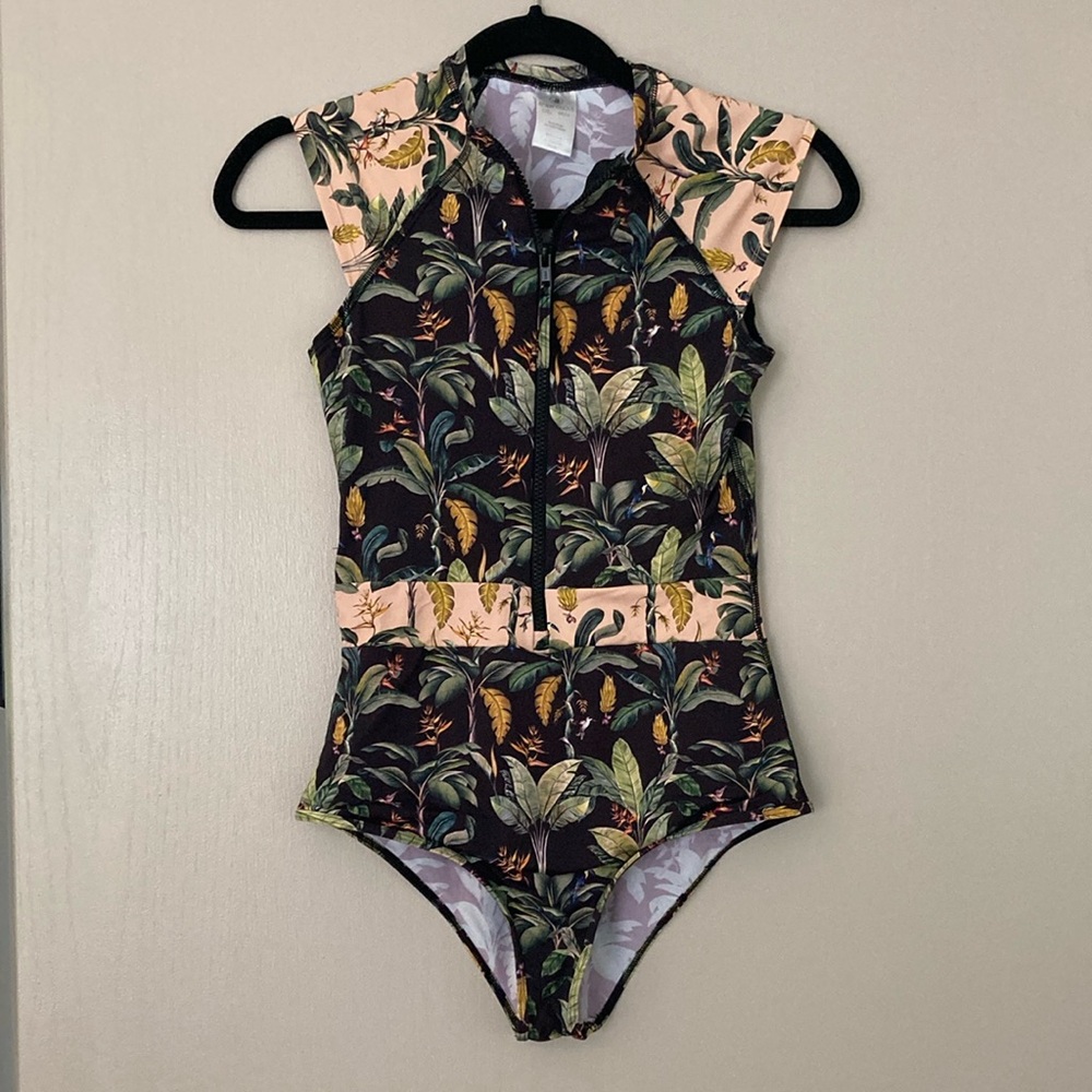 Body Glove Floral Zip-Up Swimsuit Small